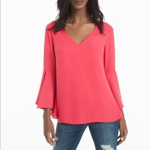 Drape back bell sleeve blouse